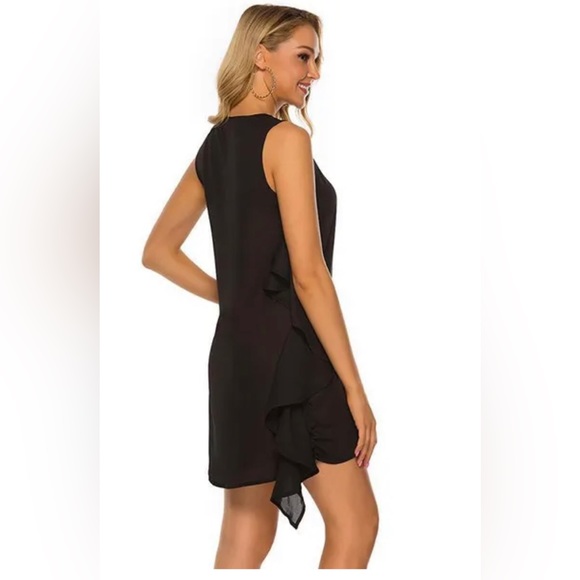 New Elegant Dress V-neck Dress Ruffle A-Line Chiffon Dress Sz S - Picture 2 of 8